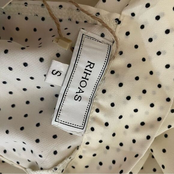 RIHOAS Sleeveless Tie Back Polka Dot Midi Dress White Black Small NWT - Picture 6 of 7